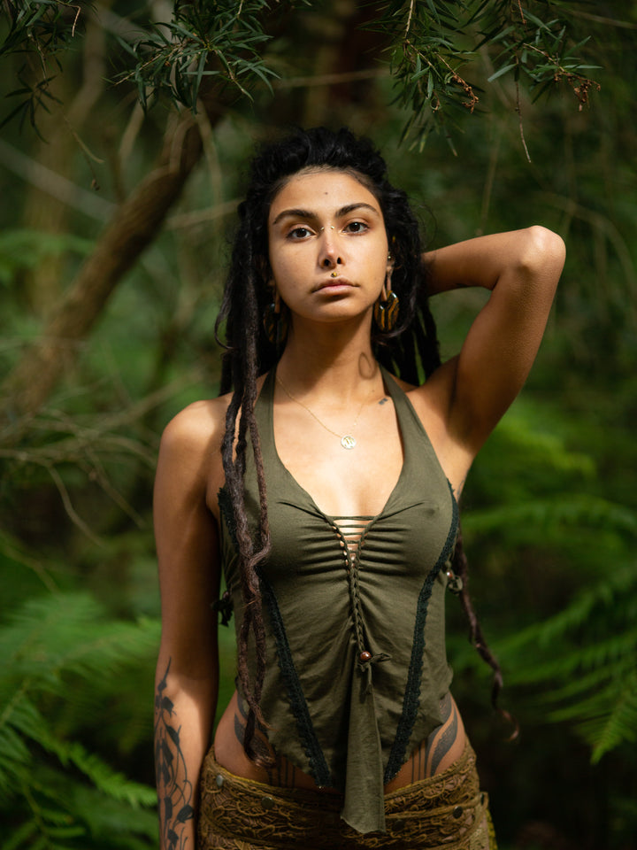 CULTIVATE PEACE TOP - DARK GREEN