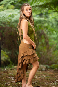 NATURAL WRAP AROUND SKIRT - KHAKI