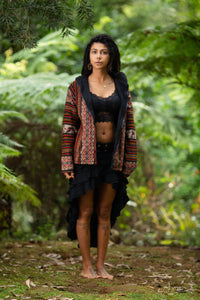 NATURAL WRAP AROUND SKIRT - BLACK