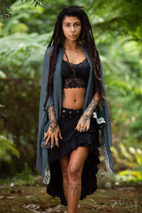 NATURAL WRAP AROUND SKIRT - BLACK