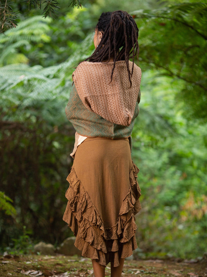 NATURAL WRAP AROUND SKIRT - KHAKI