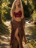 Wireless Lace Burlesque Bra - Red