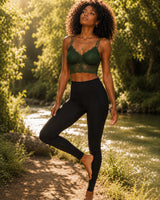 Wireless Lace Burlesque Bra - Green