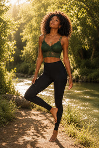 Soutien-gorge sans armature en dentelle burlesque - Vert