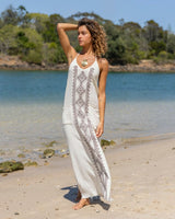 WHITE DRAGON DRESS WITH POCKETS