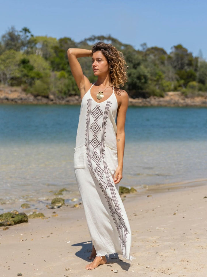 WHITE DRAGON DRESS WITH POCKETS - Wholesale