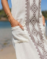 WHITE DRAGON DRESS WITH POCKETS