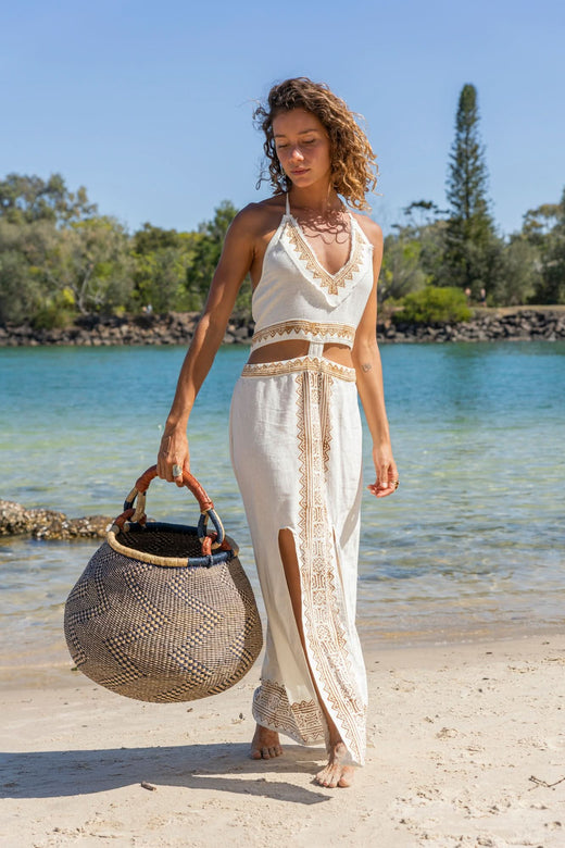 SAVANNAH ZIGZAG ROUND BASKET