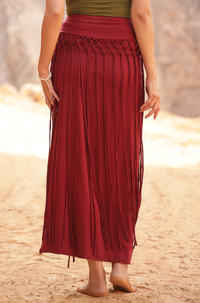 JUPE EN MACRAMÉ WILLOW - ROUGE
