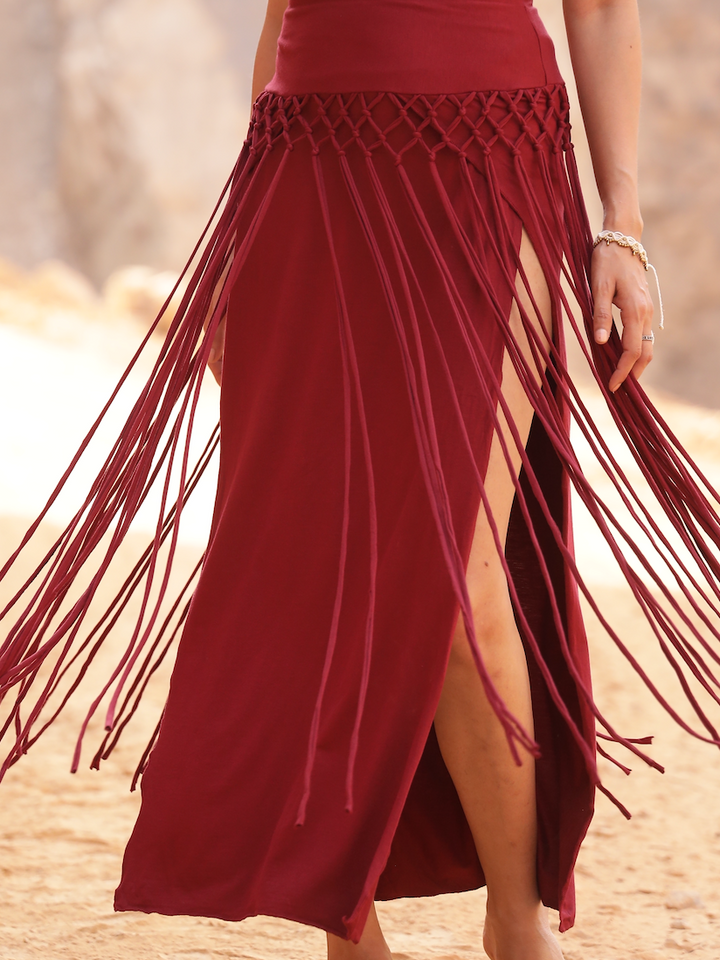 WILLOW MACRAME SKIRT - RED