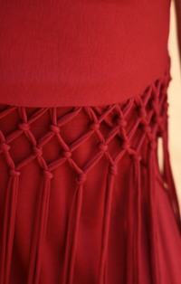 JUPE EN MACRAMÉ WILLOW - ROUGE