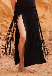 WILLOW MACRAME SKIRT - BLACK