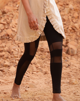 MESH PANEL LEGGINGS - BLACK
