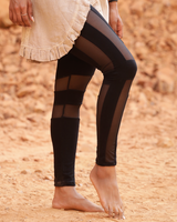 MESH PANEL LEGGINGS - BLACK