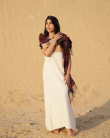 REVERSIBLE MOSAIC CASHMERE SILK SHAWL - MAROON