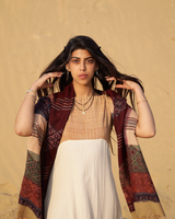 REVERSIBLE MOSAIC CASHMERE SILK SHAWL - MAROON