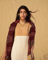 REVERSIBLE MOSAIC CASHMERE SILK SHAWL - MAROON