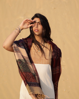 REVERSIBLE MOSAIC CASHMERE SILK SHAWL - MAROON