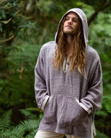 HANDWOVEN RAW TRIBAL HOODIE - MAN - MAUVE