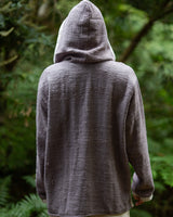 HANDWOVEN RAW TRIBAL HOODIE - MAN - MAUVE