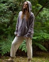 HANDWOVEN RAW TRIBAL HOODIE - MAN - MAUVE