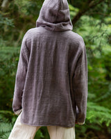 HANDWOVEN RAW TRIBAL HOODIE - MAN - MAUVE