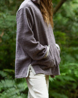 HANDWOVEN RAW TRIBAL HOODIE - MAN - MAUVE