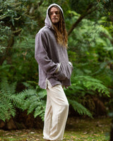 HANDWOVEN RAW TRIBAL HOODIE - MAN - MAUVE