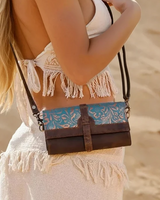 WILDFLOWER CONVERTIBLE LEATHER PURSE - BROWN