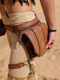 CEINTURE ÉQUESTRE EN CUIR VÉRITABLE AVEC POCHE DE JAMBE – BRUN CAMEL
