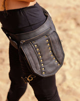 EQUESTRIAN GENUINE LEATHER LEG POCKET BELT - BLACK