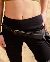 EQUESTRIAN GENUINE LEATHER LEG POCKET BELT - BLACK