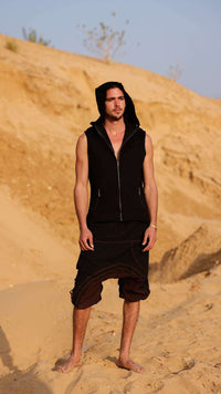 GILET À CAPUCHE NÉO - NOIR