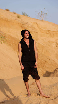 GILET À CAPUCHE NÉO - NOIR