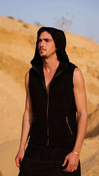 GILET À CAPUCHE NÉO - NOIR