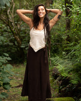 NATURAL COTTON WRAP SKIRT - BROWN