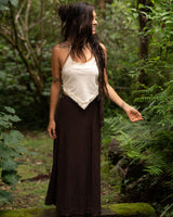 NATURAL COTTON WRAP SKIRT - BROWN