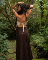 NATURAL COTTON WRAP SKIRT - BROWN