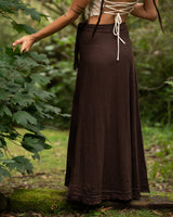 NATURAL COTTON WRAP SKIRT - BROWN