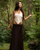 NATURAL COTTON WRAP SKIRT - BROWN