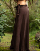 NATURAL COTTON WRAP SKIRT - BROWN