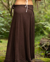 NATURAL COTTON WRAP SKIRT - BROWN