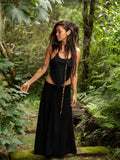 NATURAL COTTON WRAP SKIRT - BLACK