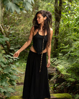 NATURAL COTTON WRAP SKIRT - BLACK