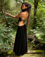 NATURAL COTTON WRAP SKIRT - BLACK