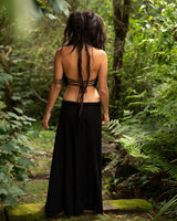 NATURAL COTTON WRAP SKIRT - BLACK