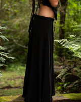 NATURAL COTTON WRAP SKIRT - BLACK
