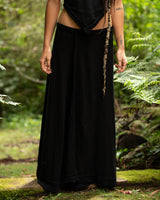 NATURAL COTTON WRAP SKIRT - BLACK