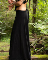 NATURAL COTTON WRAP SKIRT - BLACK