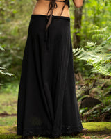 NATURAL COTTON WRAP SKIRT - BLACK